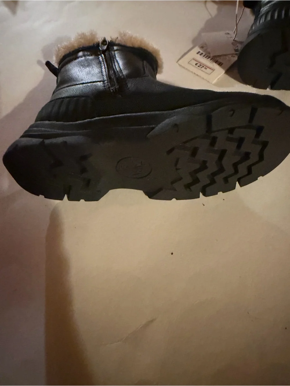 Zara Toddler Size 7.5 Black Winter Boots with Faux-Fur Trim
